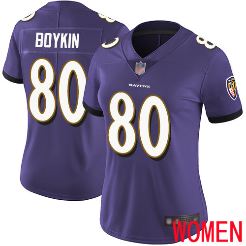 Baltimore Ravens Limited Purple Women Miles Boykin Home Jersey NFL Football 80 Vapor Untouchable